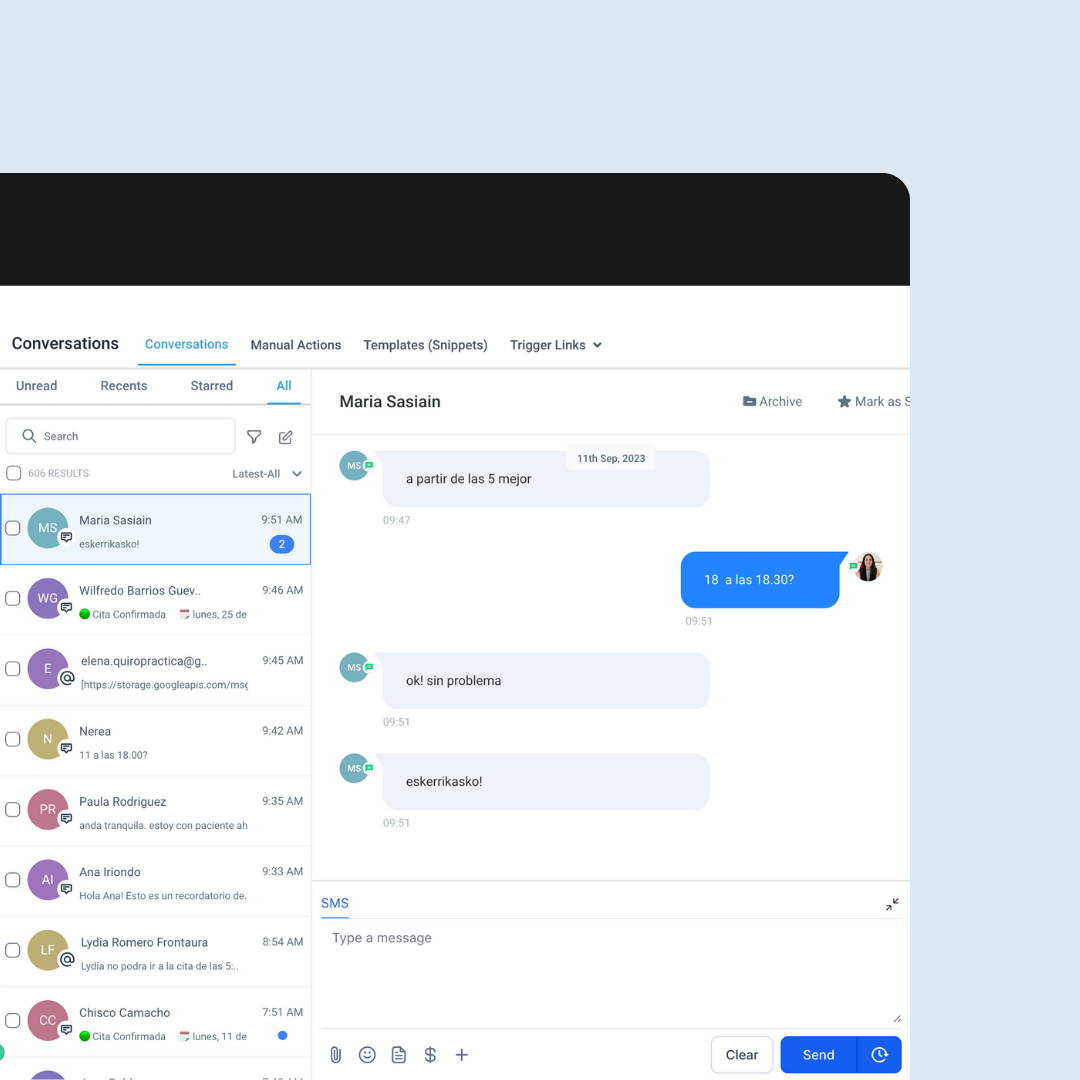 Panel de gestión de pacientes QuiroHiro